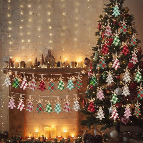 Etiquetas de madera navideñas para personalizar regalos y colgar en el árbol de Navidad 4