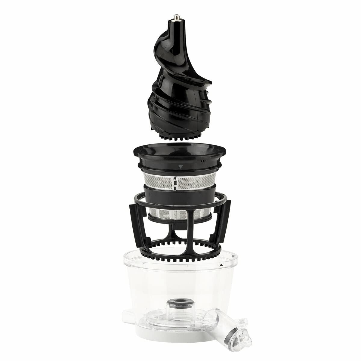 Licuadora para Frutas y Verduras de Prensado en Frío, Extractor de Jugos, Multifunciones, Boquilla Extra Grande, 1 Litro, 60 RPM, 400 W, Libre de BPA, Acero Inoxidable, Edición Limitada, Blanco. H.Koe