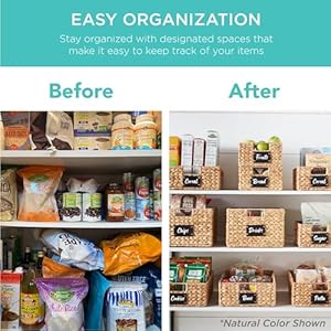 Best Choice Products Set of 4 9x12in Water Hyacinth Pantry Baskets, Woven Kitchen Organizers w/Chalkboard Label, Chalk Marker - Gray Best Choice Products Set of 4 9x12in Water Hyacinth Pantry Baskets Woven Kitchen Organizers wChalkboard Label Chalk Marker Gray