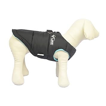 Dog Winter Jacket, Waterproof Windproof Dog Winter Vest Super Warm Polar Fleece Dog Winter Clothes with Smooth Zipper Closure for Small Medium Large Dogs Black S