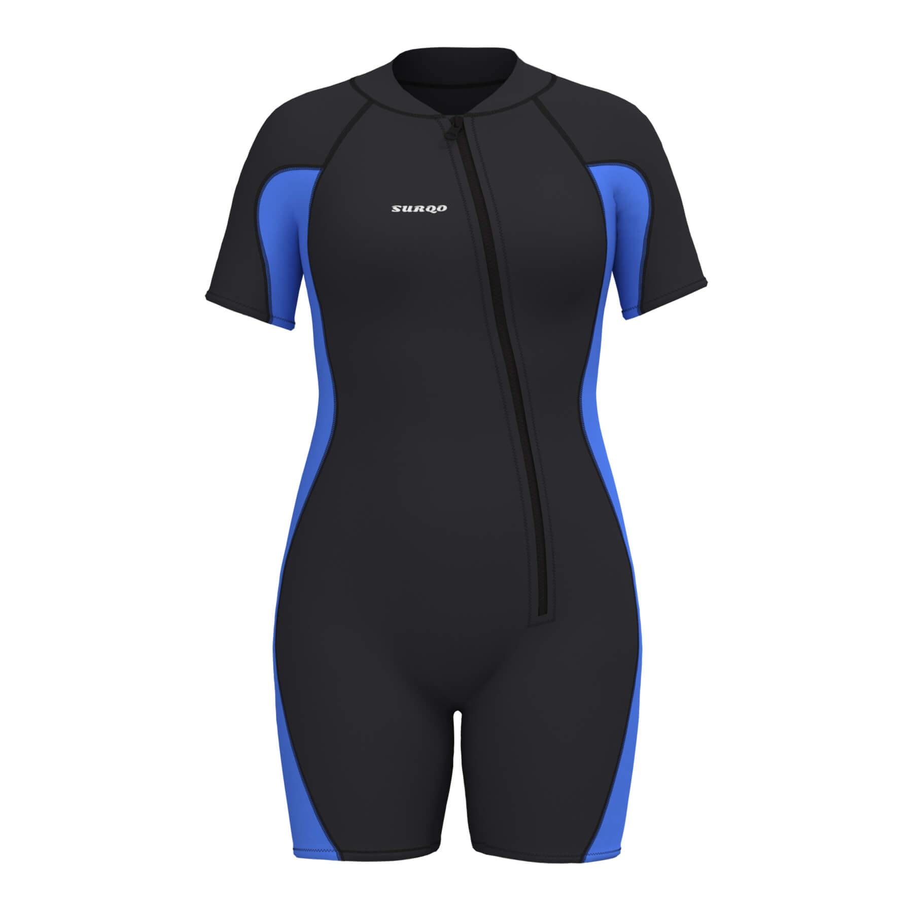 SURQO Shorty Wetsuits Men and Women 2mm Neoprene Front Back Zip Keep Warm for Surfing Swimming Diving Water Sports