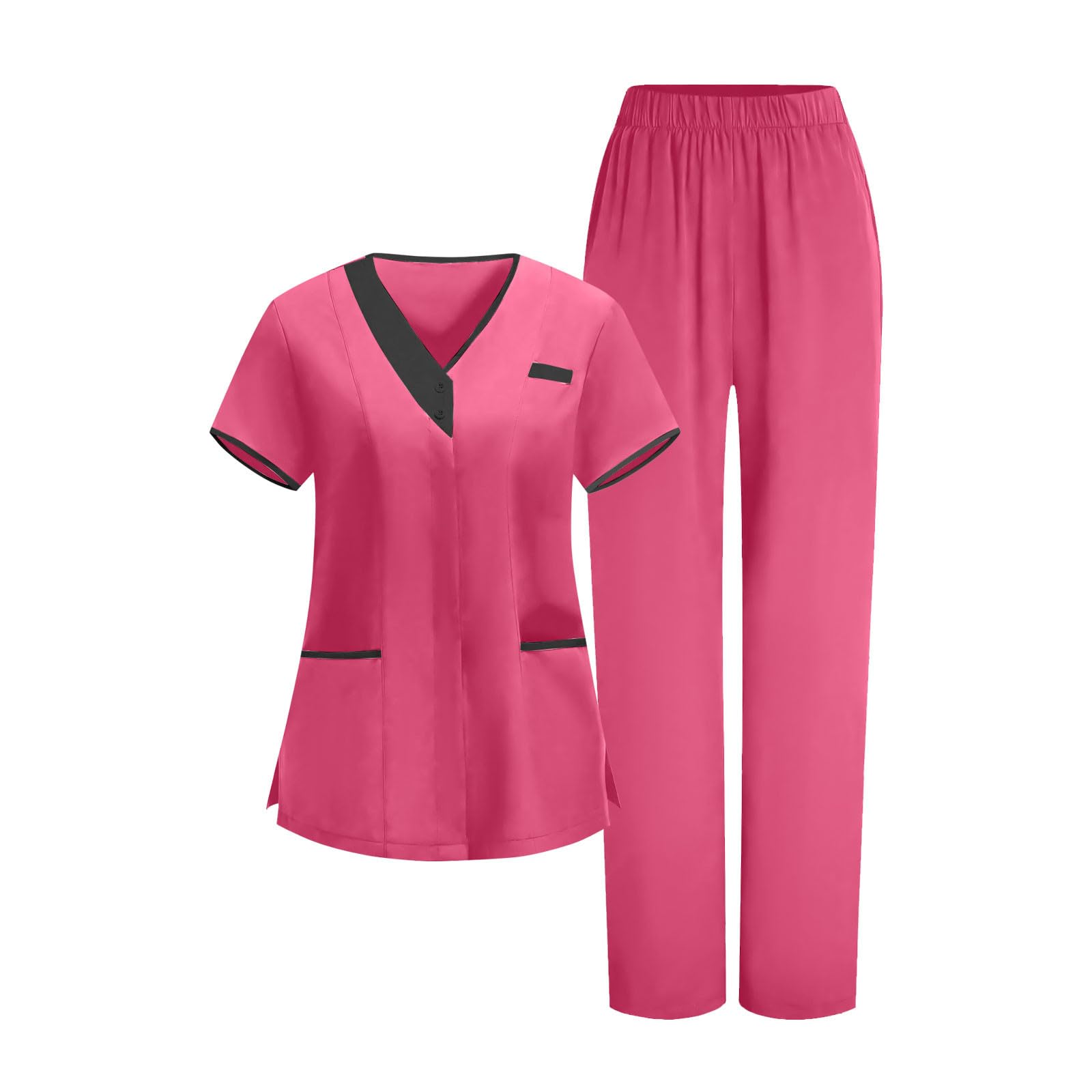 2026 Scrub for Cleaning Jobs Uniform, Multi Pockets Scrubs for Women Sets, V-Neck Top &amp; Straight Leg Pants Scrubs Set