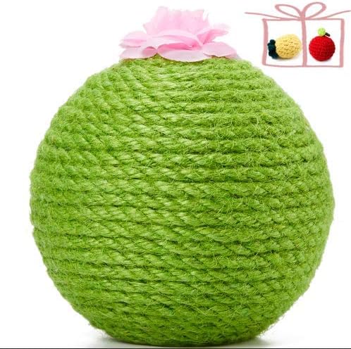 Cat Scratcher Toy Ball Set Include 1 Piece Cat Roly-Poly Scratcher Ball with Bell and 2 Pieces Cactus Sisal Ball Cat Scratching Catnip…