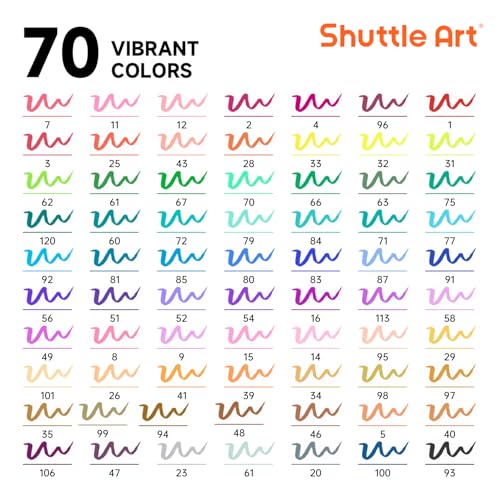 Image of Shuttle Art Dual Tip Brush Pens, 70 Colors, Fine and Brush Dual Tip Markers Set, Portable Storage Case, Ideal for Calligraphy, Coloring, Doodling, Writing