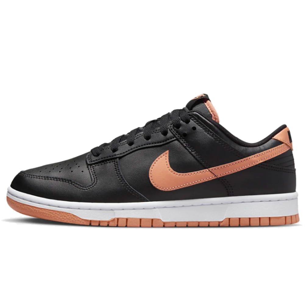 Nike Dunk Low Retro Shoes for Men, Black Black White Brown Amber, 11