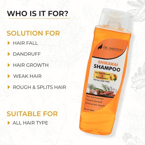Image of Dr. Sakhiya's Shikakai Shampoo for Hair Growth & Nourishment Hair Fall Protection, Dandruff Control Makes Hair Shiny & Strong Suitable for All Hair Types 200ml