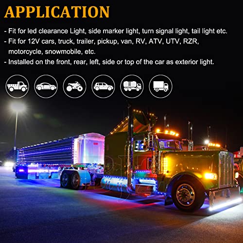 Bjz 3/4'' Led Trailer Marker Clearance Lights Blue Round 12V Led Side Marker Front Rear Running Signal Tail Indicator Light Waterproof For Trailer Truck Atv Utv Rv Van Pickup, 10Pcs W/Smoked Lens #TOP2