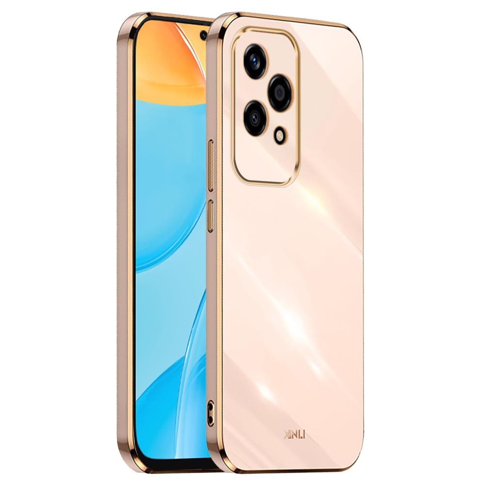 EASSGU [Electroplated Frame Case for Honor 200 Lite 5G (6.7 Inches) Soft TPU Silicone Protective Cover - Pink