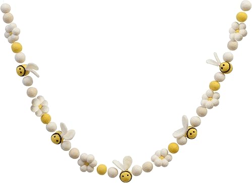 Glaciart One Guirnalda de abejas de fieltro y margaritas de fieltro decoración colgante para guardería habitación de los niños aula decoración