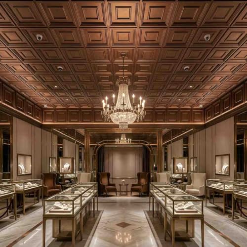 Image of Kayra Decor PVC Ceiling Panel 60x60 cm |Square Panel|Red Copper|50 Tiles Cover 200 Sq Ft| Modern False Ceiling|Royal & Elegant Finish
