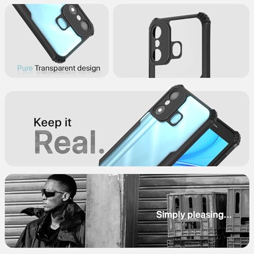 Image of Pikkme itel A27 Back Cover | Crystal Clear Transparent Back | Ultra Hyrbid | Full Camera Protection | Raised Edge | Bumper Back Case (Black)