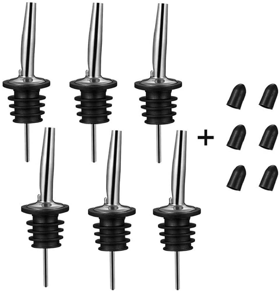 Liquor Pourer, 6-Pack Bottle Pourers for Spirits Pourer Spout Pourer Spirit Liquor for Pours Liquid, Olive Oil, Wine, Vinegar Suitable for Bars, Clubs,Home Use, About 3/4" Bottle Mouth