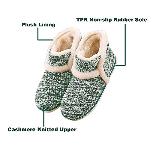 Rojeam Women's Knitted Slippers Memory Foam Cozy Fleece Lined Bootie Unisex House Shoes Indoor Outdoor2