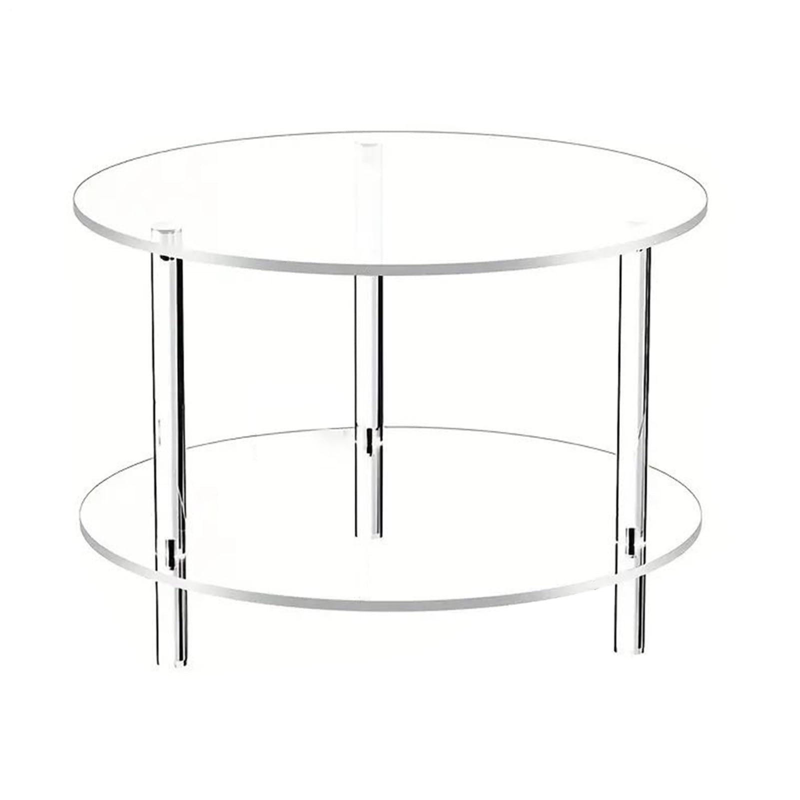 Generico Tavolino da Caffè Rotondo Tavolo Da Tè A 2 Livelli | 39.9 x 39.9 x 41.9 cm Comodino in Acrilico Trasparente, Arredamento Moderno per Studio Camera da Balcone Giardino