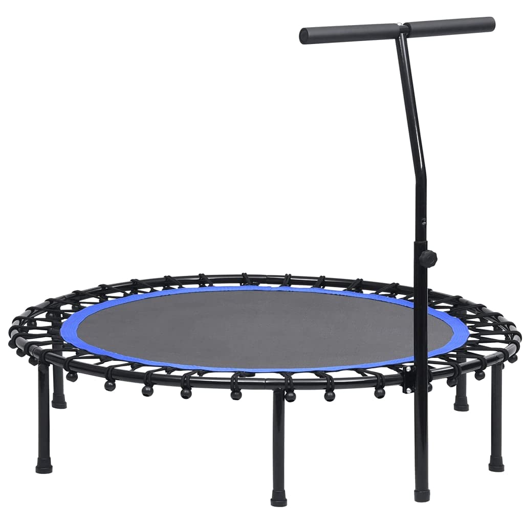 Fitness-Trampolin mit Griff 122 cm für Garten, Indoor, Outdoor, Kinder, Sport, Bewegung, mit Sicherheitsnetz, wetterfest, klappbar, mit Randabdeckung, ideal für Training, Spiel und Freizeit