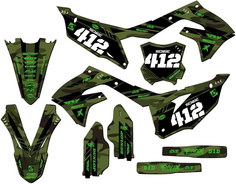 2019-2023 KX 450 Apache Grey Senge Graphics Complete Kit with Rider I.D. Compatible with Kawasaki