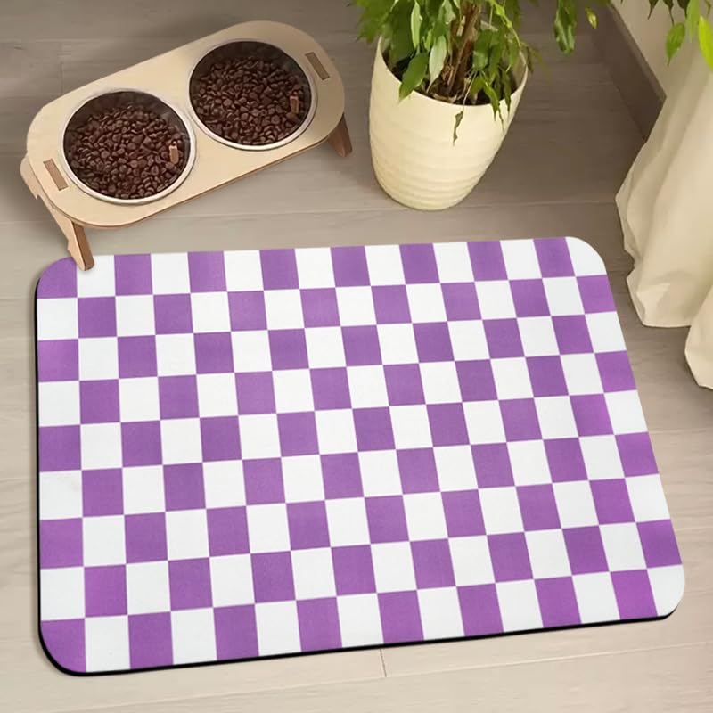 Tapete para Alimentação de Cães Impermeável e Absorvente Zoeeya Plaid Purple 1 unidade