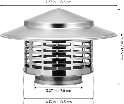 Stainless Steel Chimney Cap Outdoor Rain Cap for Chimney Durable Chimney Cover for Roof Stove Exhaust Rain Hat Flue Cap Weather Resistant Design
