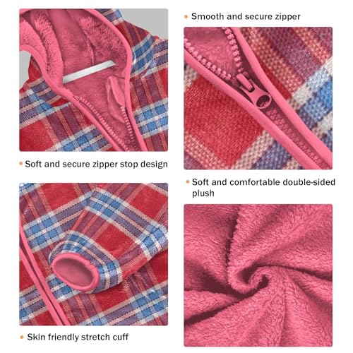 GuoChe Red Scotland Plaid Toddler Boy Fleece Jacket3