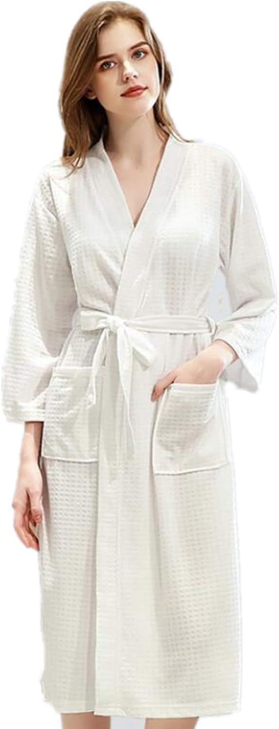 MDINC Women Bathrobe Waffle Weave Lightweight Kimono Spa Bathrobe for