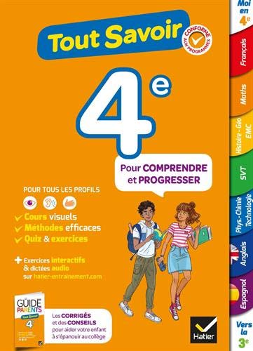 Télécharger Tout savoir 4e - Tout en un: cours, méthodes et exercices dans toutes les matières livre En ligne