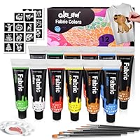 Colorful Fabric Paint Set for Clothes 12 Colors - Permanent Textile Paint Kit for Shoes, Canvas - Non-Toxic Slick Painting Set for Adults, Beginner & Artists