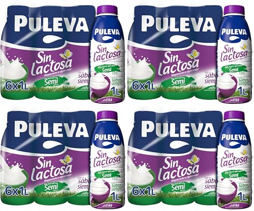 Puleva Mañanas Ligeras Leche Sin Lactosa Semidesnatada 6 x 1 L (Paquete de 4)