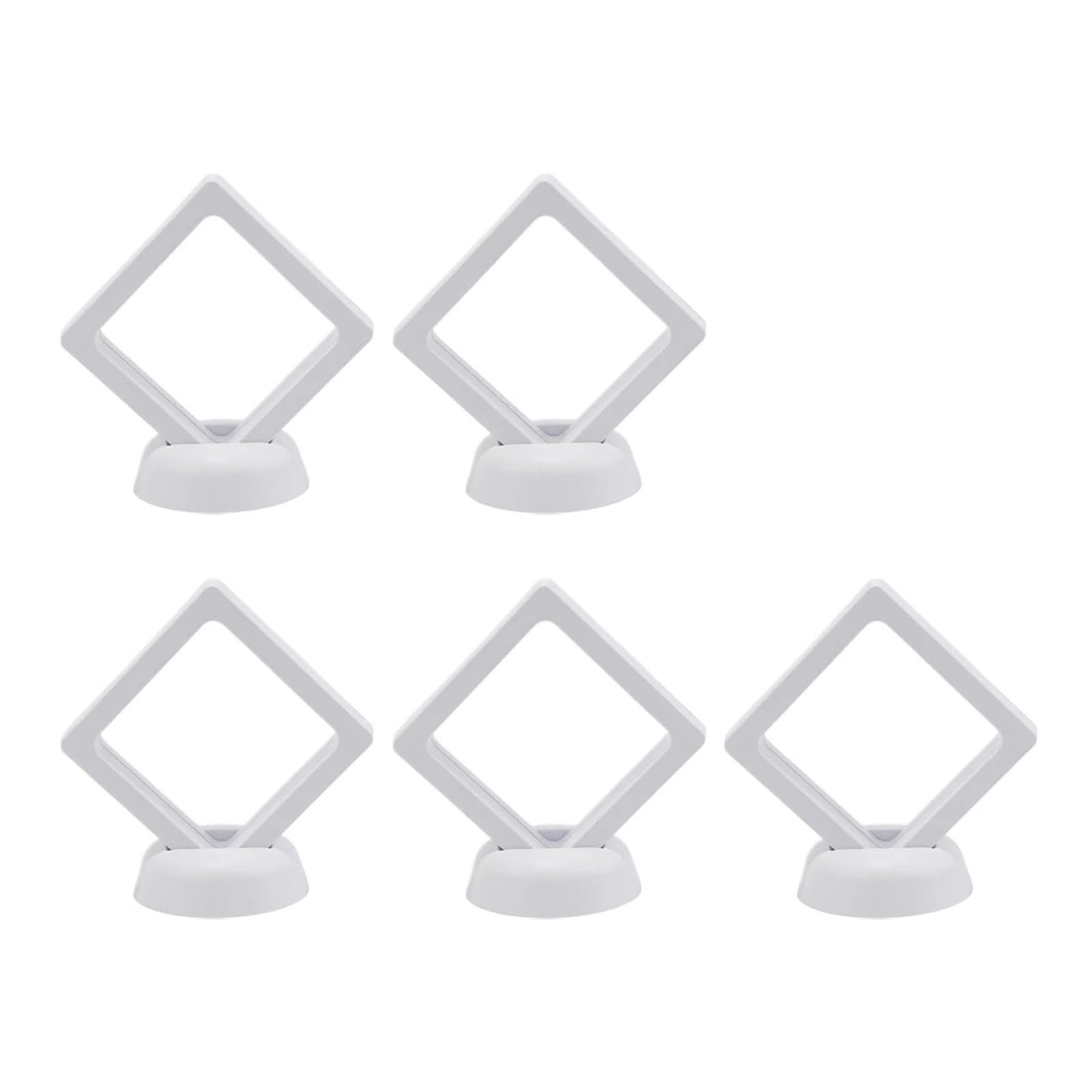 Cornici Galleggianti per Esposizione 5/10 Pezzi 3D Floating Frame Holder Stand Box Clear Jewelry Ring Coin Display Case Coin Jewelry Hanging Transparent Packaging Box(White 5PCS)