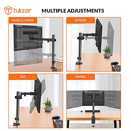 Tukzer-Single-13-to-27-inch33-to-685cm-LCD-Monitor-Desk-Mount-Stand-Height-Adjustable-Arm-Mount-Fully-Adjustable-Tilt-ArticulatingHolds-1-Screen-Stand-Steel-TZ-T19