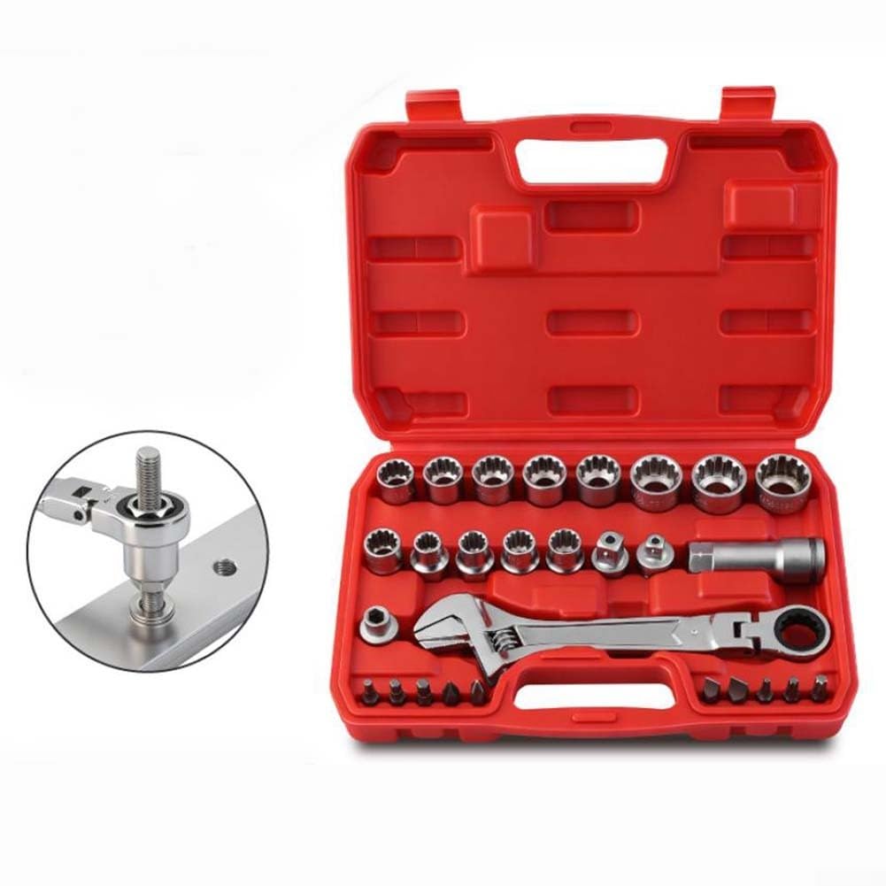 Juego de llaves de carraca de 28 piezas, colección de enchufes métricos de 10-24 mm con brocas hexagonales torx, cromo vanadio de 12 puntos para automoción