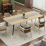 Gyfimoie 8FT Dining Table for 6-12 Person, 94.49' Large Kitchen Table with Heavy Duty Frame, Boat Shaped Dining Room Table, Dinner Table with Grommets for Kitchen, Dining Room