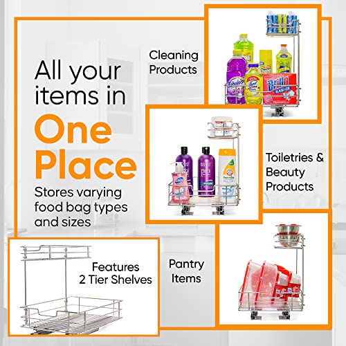 Mrub 2-Tier Cabinet Pull Out Shelves - Stainless Steel Under Shelf Storage For Kitchen, Pantry Or Bathroom, Heavy-Duty Under Kitchen Sink Organizer, Anti-Rust Slide Out Cabinet Organizer #TOP4