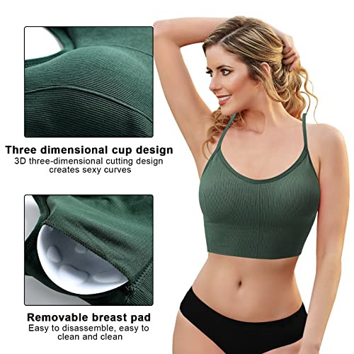 Giegxin 8 Pcs Sports Bras Low Back Sleep Bralettes Seamless Bra Tank Top Athletic Gym Camisole with Adjustable Straps3