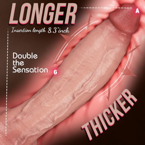 Image of 10.8 Inch Realistic Huge Thick Dildo Sex Toys, Real Skin Big Long Curved Dildo with Strong Suction Cup, Lifelike Dual Density Soft Silicone Dildos Adult Toy for Women Men Couples
