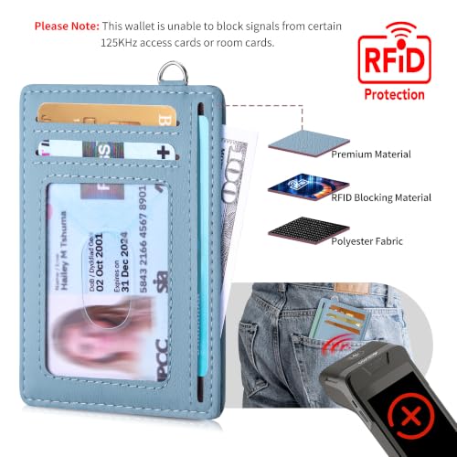 Image of Mayski Slim Wallet, Credit Card Holder for Women, Minimalist Front Pocket RFID Blocking Card Cases, Small Wallet Women Men(MF Blue)