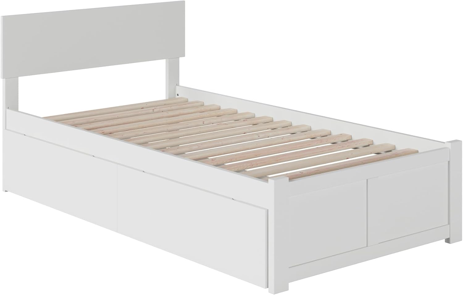 AFI, Orlando Twin Platform Bed with Footboard & Storage Drawers, White