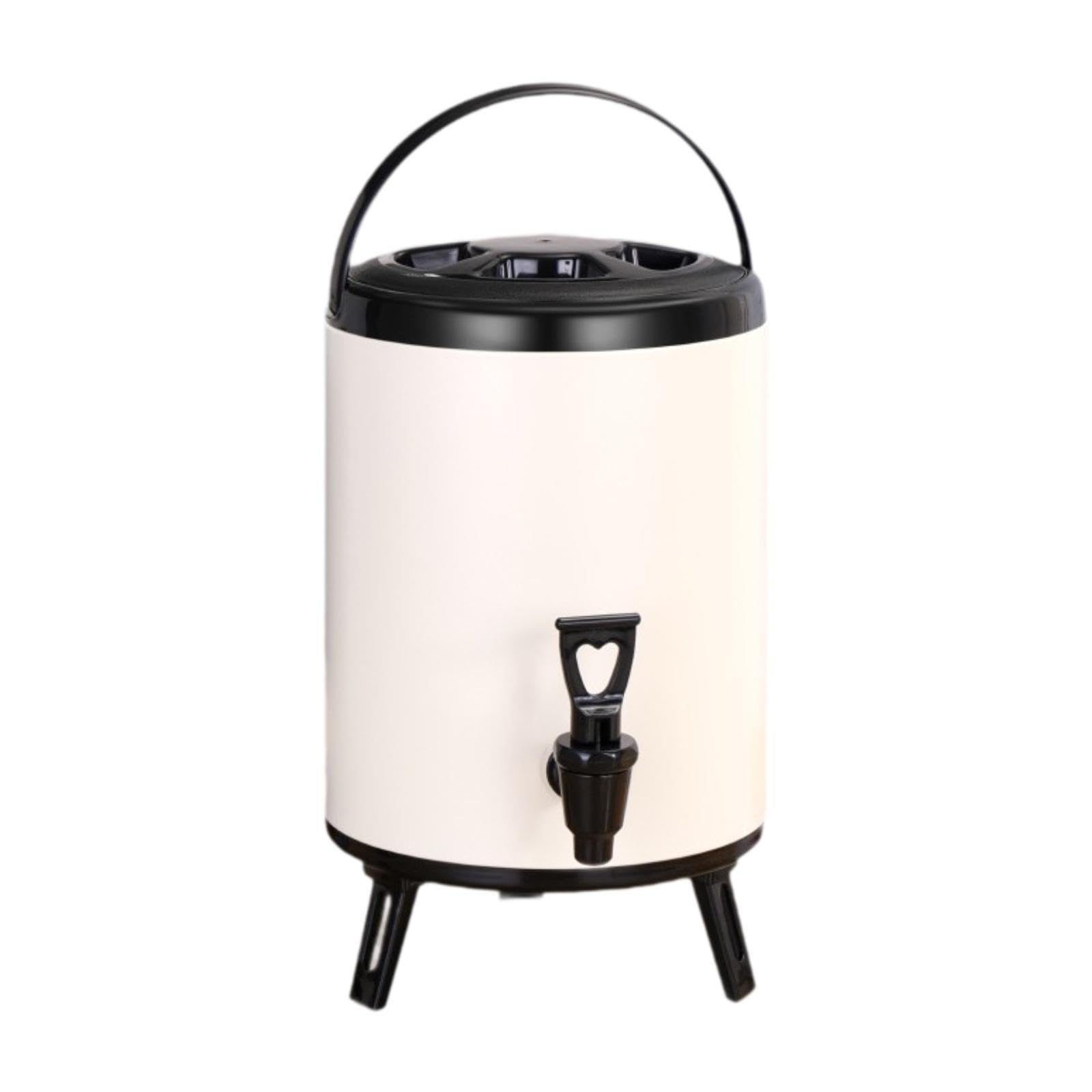 Dispensador de bebidas frías y calientes, barril de té, dispensador de bebidas aislado, cubo de té para hoteles, 6l Blanco