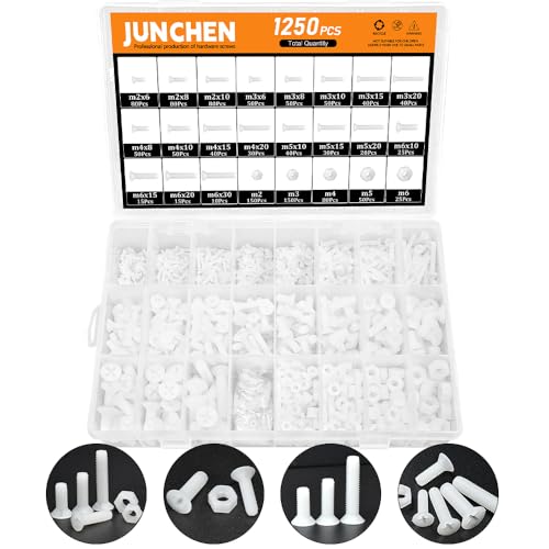 Boîte de 1250 vis cruciformes et écrous en plastique totalement filetés pour isolation électrique