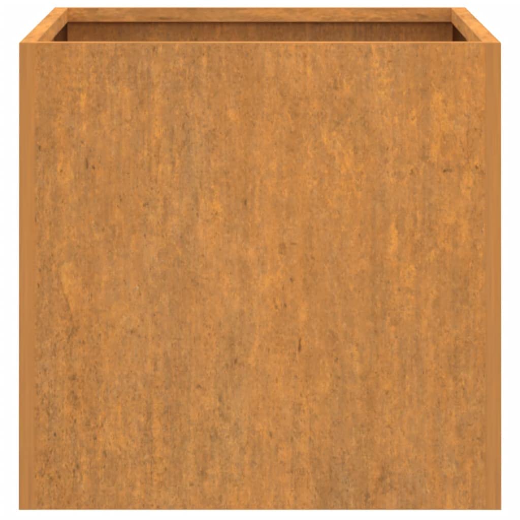 Jardinera Cúbica de Acero Corten, Cama de Jardín Elevada de Aceros Desgastado, Macetas de Aceroe para Exteriores para Patio, Balcón y Jardín (49x47x46cm)