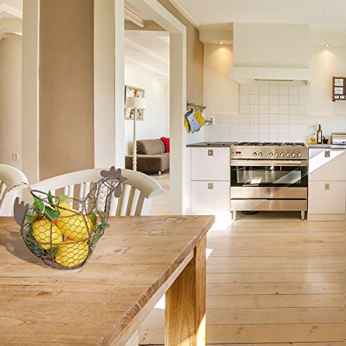 Tag Farmhouse Rustic Vintage Chicken Wire Basket With Handle For Eggs Fruit And Kitchen Living Room Home Decor Decoration Storage Collecting Brown #TOP2