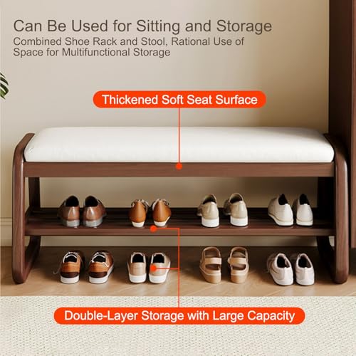 Banc d'assise rembourrée et porte-chaussures compact pour petit espace