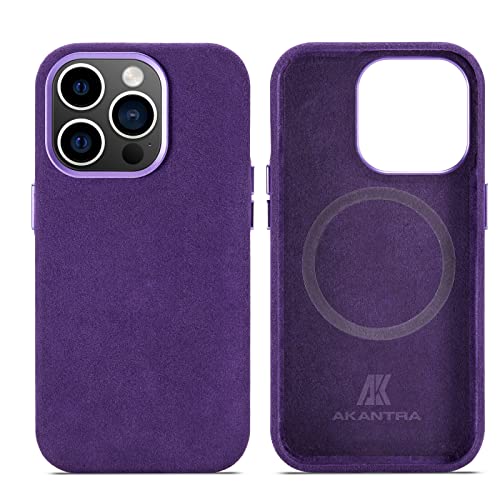 Akantra Alcantara Case For Apple Iphone 14 Series, Handmade Fully-Wrapped Synthetic Suede Cover, Compatible With Magsafe Wireless Charging(Iphone 14 Pro,Purple) #TOP5