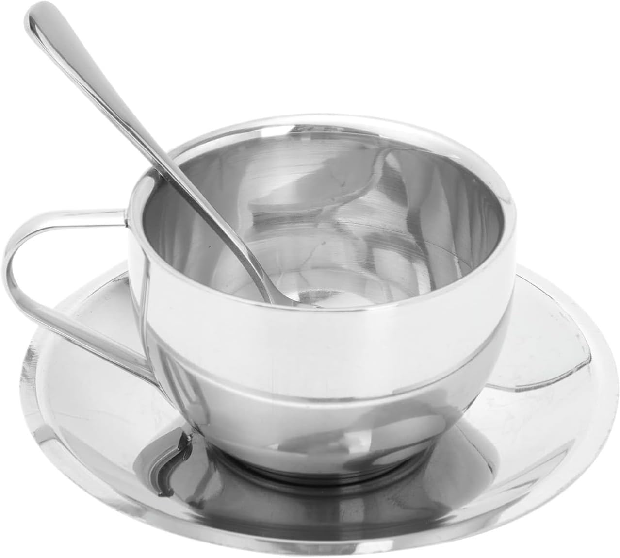 Metal Coffee Tea Cup Modern Coffee Mug Set Saucer Tea Cup Set Elegant Coffee Cup Set Stainless Steel Coffee Mug Cups With Saucers European Style Coffee Mug Set Light- Luxury Metal Coffee Tea Cup Set