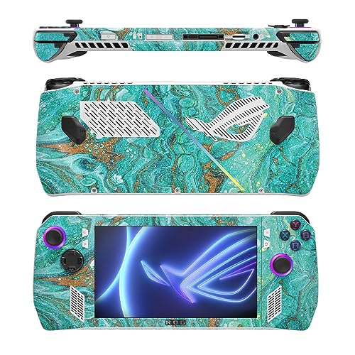 Image of MightySkins Glossy Glitter Skin Compatible with Asus ROG Ally - Turquoise Ripple | Protective, Durable High-Gloss Glitter Finish | Easy to Apply