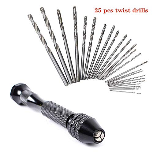 image for Minelife 27 Pcs Hand Drill Bits Set, Precision Pin Vise Hand Twist Dri