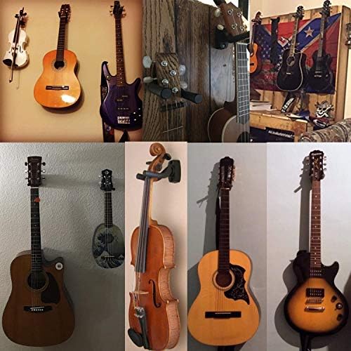 2 Pack Guitar Wall Hanger Stand, Non-Marring Rubber Coated, Adjustable Arms, Easy To Install, Black, Modern Style, 2 Hooks, 60 lbs Weight Capacity - View 8