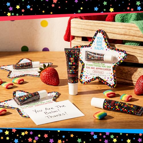 Image of 24 Pack Back to School Teacher Employee Gift Bulk Thank You Gifts Lip Balms You Are The Balms Coworkers Staff Appreciation Gift Bulk for First Day of School Inspirational Nurse Gifts
