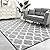 Kimeesky Geometric Shag Modern Area Rug for Living Room Bedroom, 4x6 Distressed Moroccan Fluffy Rug Indoor Carpet for Kids Nursery Bedside Room Decor, Memory Foam Super Soft Shaggy Rugs, Grey/White