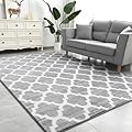 Kimeesky Geometric Shag Modern Area Rug for Living Room Bedroom, 4x6 Distressed Moroccan Fluffy Rug Indoor Carpet for Kids Nursery Bedside Room Decor, Memory Foam Super Soft Shaggy Rugs, Grey/White