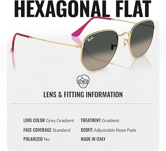 Image of Ray-Ban RB3548N HEXAGONAL FLAT LENSES Square-Round Shape Sunglasses for Men & Women with Official Eyewear Kit